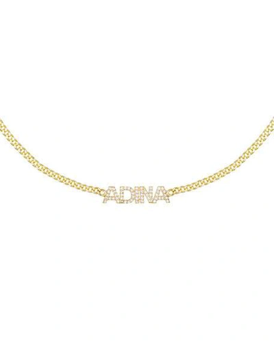 Shop Adinas Jewels Cubic Zirconia Nameplate Choker In Gold