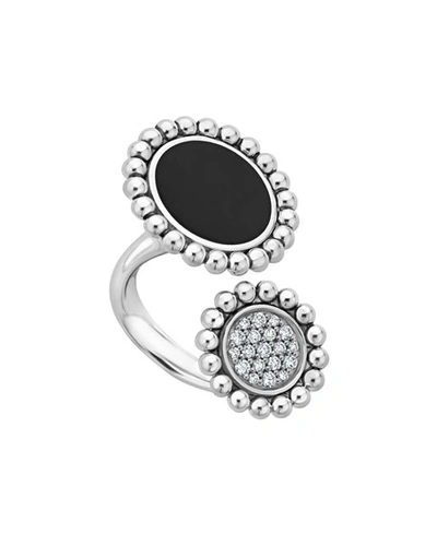 Shop Lagos Maya Onyx/diamond Two-circle Ring