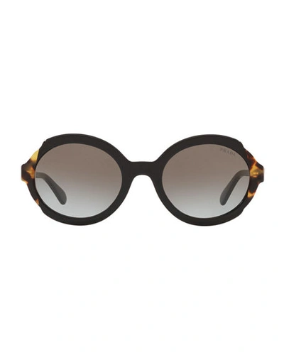 Shop Prada Oval Acetate Sunglasses In Black