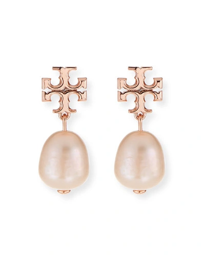 Tory Burch Kira Pearl-drop Earrings, Rose Gold In White,rose Gold | ModeSens