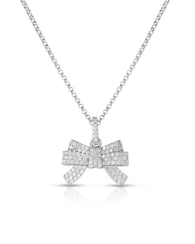 Shop Roberto Coin X Disney Cinderella Diamond Bow Necklace In 18k White Gold In White/gold