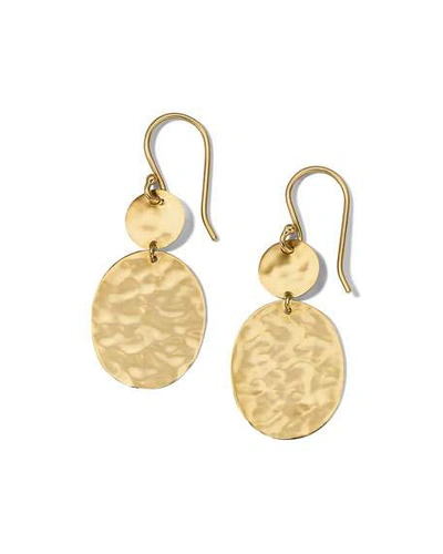 Shop Ippolita Classico Crinkle Hammered Circle Oval Drop Earrings In 18k Gold