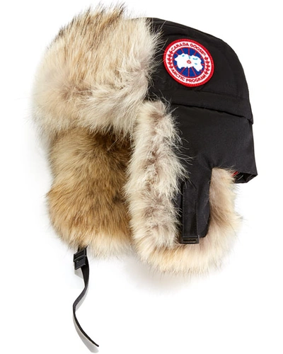Shop Canada Goose Coyote-fur Aviator Hat In Navy