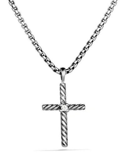Shop David Yurman 16" Cable Classics Cross With Diamond On Chain