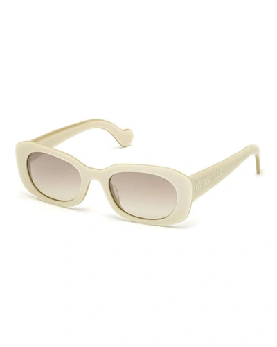 Shop Moncler Gradient Rectangle Sunglasses In Ivory