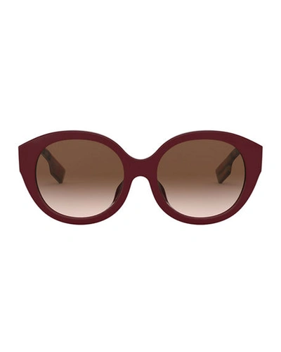Shop Burberry Round Acetate Sunglasses In Red