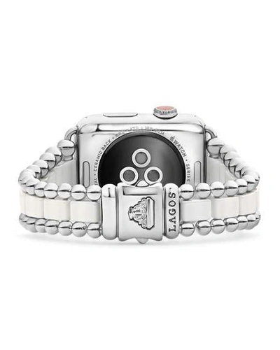 Lagos Smart Caviar White Ceramic Apple Watch Bracelet, 42-44mm In White
