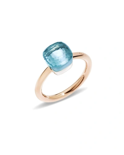 Shop Pomellato Nudo Rose Gold & Blue Topaz Ring