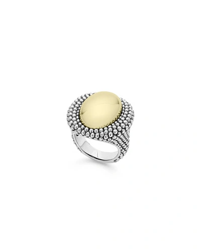 Shop Lagos High Bar Oval Dome Ring In Two Tone