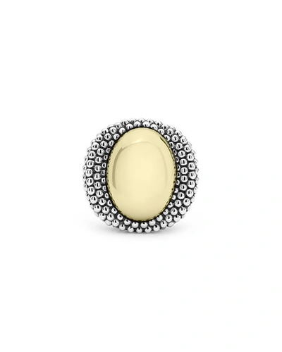 Shop Lagos High Bar Oval Dome Ring In Two Tone