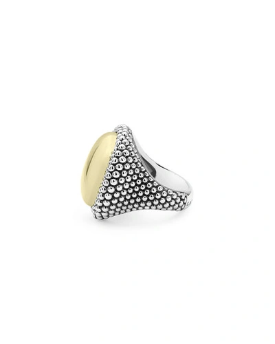 Shop Lagos High Bar Oval Dome Ring In Two Tone