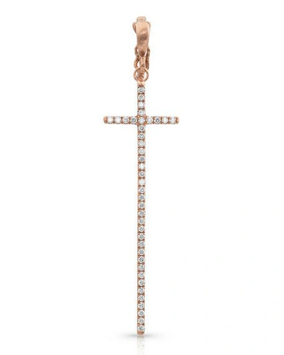 Shop Dominique Cohen 18k Rose Gold Diamond Cross Pendant (tall)