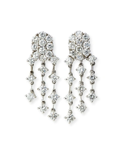 Shop Andreoli Three-strand Diamond Chandelier Earrings In 18k White Gold