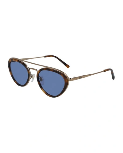 Shop Mcm Classic Logo Metal Cat-eye Sunglasses In Havana