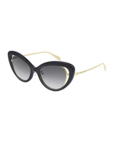 Shop Alexander Mcqueen Cat-eye Acetate Sunglasses In Gray