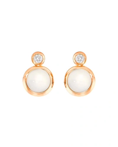 Shop Tamara Comolli Bouton 18k Rose Gold Sand Moonstone/diamond Post Earrings