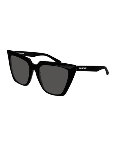 Shop Balenciaga Cat-eye Acetate Sunglasses In Black