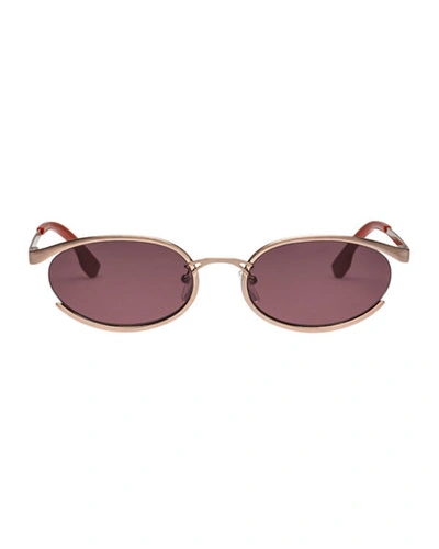 Shop Le Specs Tres Solo Oval Sunglasses In Rose Gold