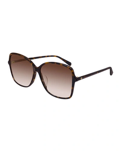 Shop Gucci Square Acetate Sunglasses In Havana