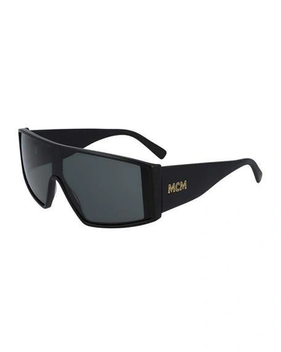 Shop Mcm Classic Logo Shield Sunglasses In Black