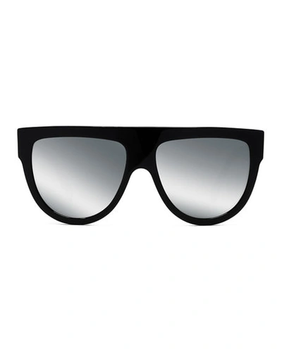 Shop Celine Flattop Gradient Shield Sunglasses, Black Pattern In Black/silver