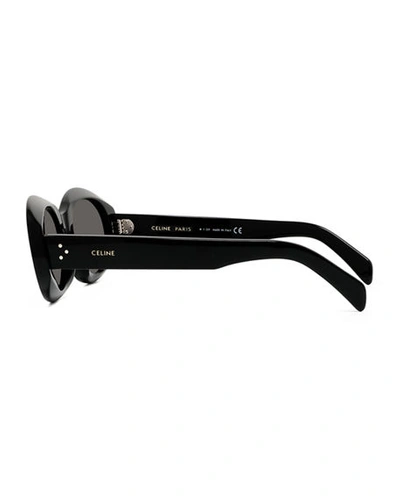 Shop Celine Oval Acetate Sunglasses In Black