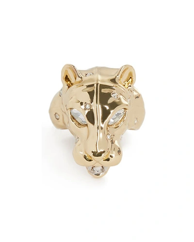 Shop Alexis Bittar Panther Head Ring In Gold