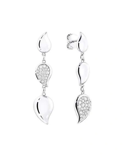 Shop Tamara Comolli 18k White Gold Linear Diamond Leaf Earrings