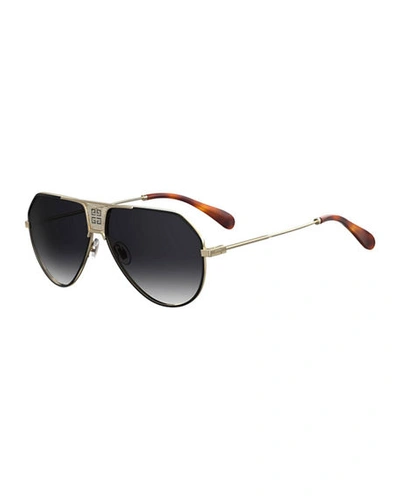 Shop Givenchy Metal Aviator Sunglasses In Black/gold