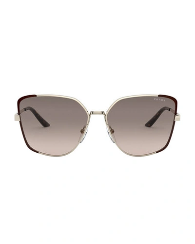 Shop Prada Cat-eye Metal Sunglasses In Brown/gold