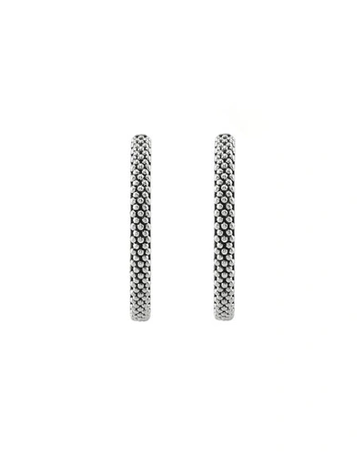 Shop Lagos Signature Caviar Hoop Earrings, 25mm In Sterling Silver