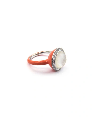 Shop Ippolita Lollipop Carnevale Ring In Sterling Silver With Mother-of-pearl Doublets And Ceramic In Coral