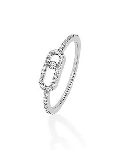 Shop Messika Move Uno 18k White Gold Diamond Pavé Ring, Eu 53 / Us 6.25