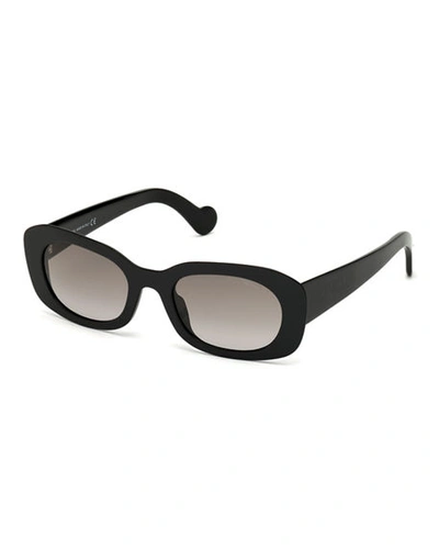 Shop Moncler Gradient Rectangle Sunglasses In Black