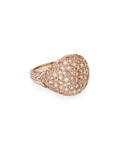 Shop David Yurman Chevron Pave Diamond Pinky Ring In 18k Rose Gold