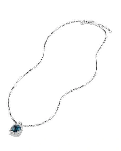 Shop David Yurman 9mm Chatelaine Hampton Blue Topaz Pendant Necklace With Diamonds