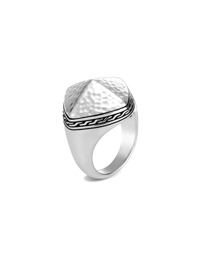 Shop John Hardy Classic Chain Hammered Ring In Silver