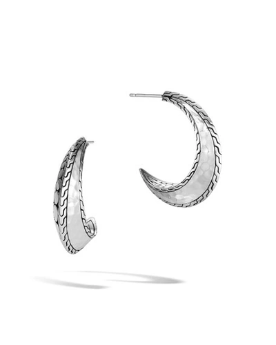 Shop John Hardy Dot Hammered Hoop Earrings In Silver