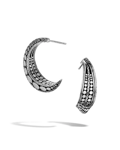 Shop John Hardy Dot Hammered Hoop Earrings In Silver