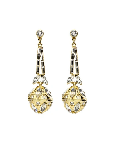 Shop Ben-amun Baguette Crystal Trapeze Earrings In Gold