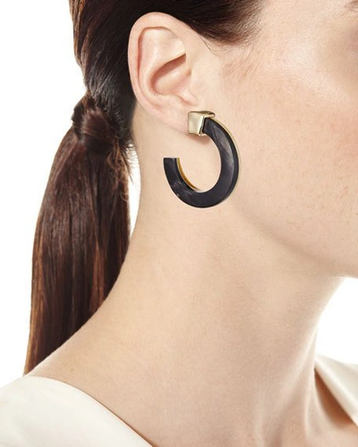 Shop Akola Horn Hoop Earrings, Black/white