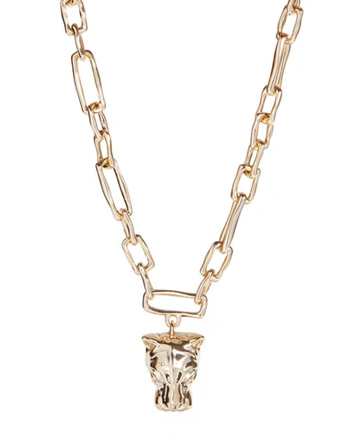 Shop Alexis Bittar Panther Head Chain Link Necklace In Gold