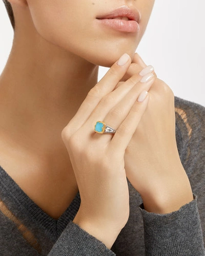 Shop Konstantino Astria Aquamarine Square Ring In Light Blue