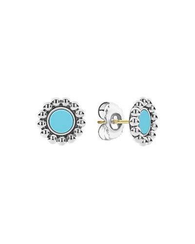 Shop Lagos Maya 12mm Round Inlay Stud Earrings, Turquoise In Blue