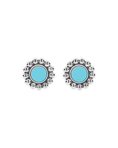 Shop Lagos Maya 12mm Round Inlay Stud Earrings, Turquoise In Blue