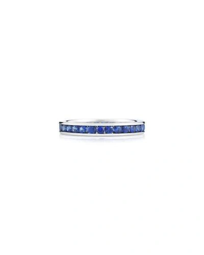 Shop Nm Diamond Collection 18k White Gold Blue Sapphire Eternity Ring