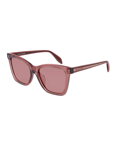 Shop Alexander Mcqueen Square Acetate Sunglasses In Brown