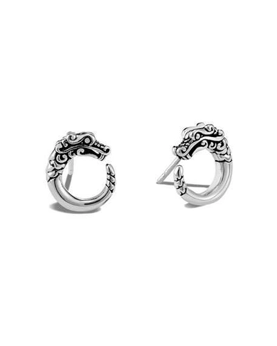 Shop John Hardy Legends Naga Front-facing Hoop Earrings In Silver