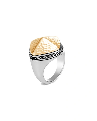 Shop John Hardy Classic Chain Hammered Ring W/ 18k Gold In Gold And Silver