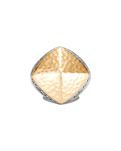 Shop John Hardy Classic Chain Hammered Ring W/ 18k Gold In Gold And Silver